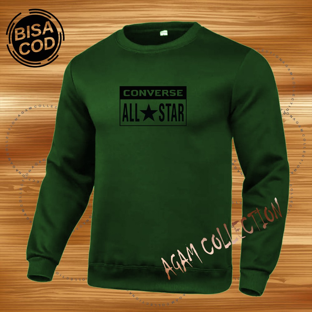 Agam collection Sweater Distro Converce ALL Star Premium Text Hitam Pria Wanita