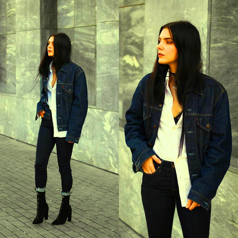 Jaket Jeans Wanita Oversize Jacket Denim Cewek Jeket Perempuan Jins Oversized Ukuran Jumbo Besar CW