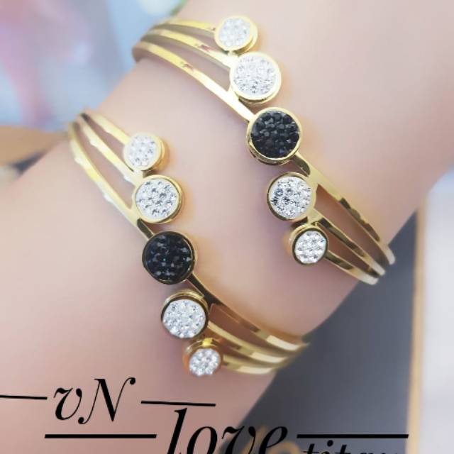 Titanium gelang lapis emas 24k 0922