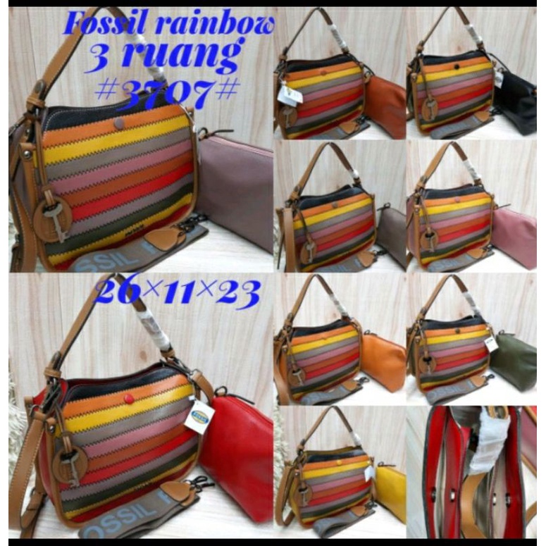 Tas pelangi foss hobo / tas import foss/ tas selempang pelangi/ tas wanita
