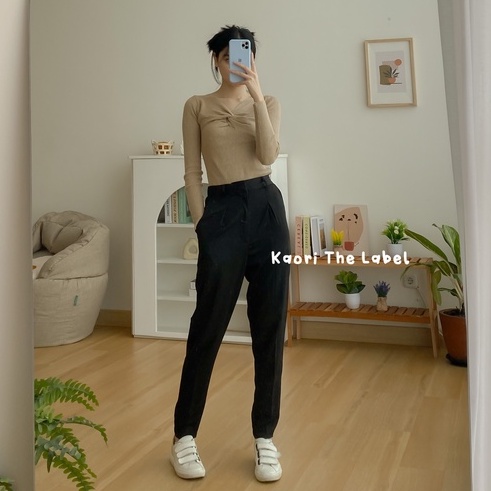 Busan Semi Jogger Pants - Celana Jogger Wanita - Celana High Waist - Celana Kantor Panjang - Celana Anti Kusut - Celana Korea Wanita - Celana Formal / Casual - Petite Friendly