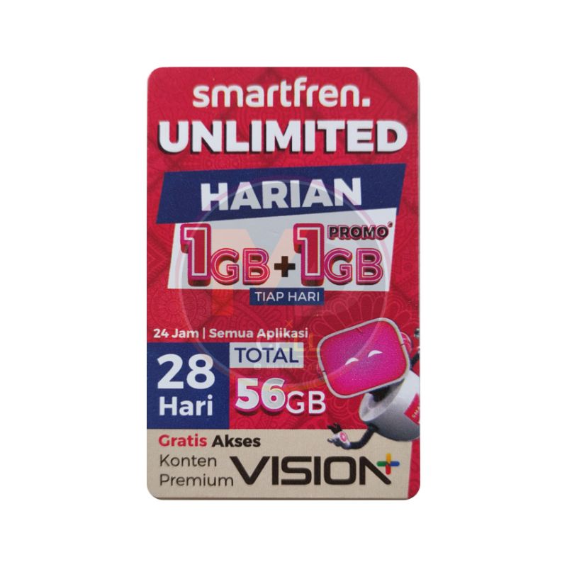 Voucher smartfren unlimited 1+1GB 28hari NASIONAL