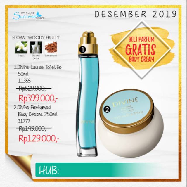 Divine parfum by Oriflame ( free body cream divine)