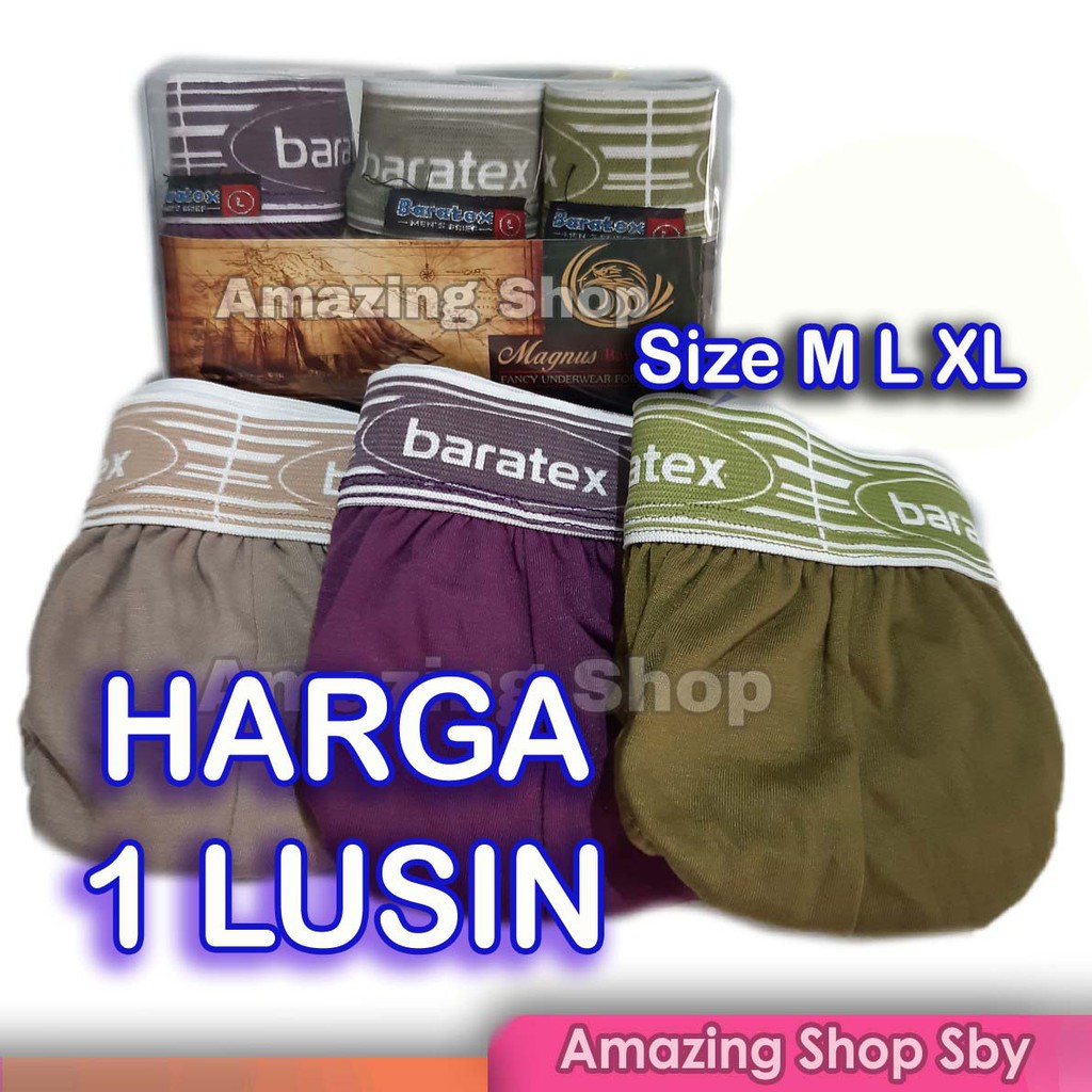 Grosir 1 Lusin CD Celana Dalam Pria Cowok Dewasa  Baratex Magnus Ukuran Size M L XL Berkualitas Murah