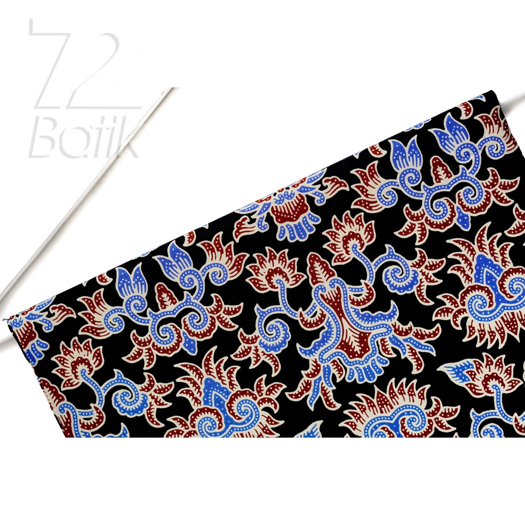 KAIN BATIK KATUN Premium Motif Arum Sari Warna Biru Hitam Putih 726541 Cap 72 Jarik Jarit Samping Kebat Panjang Batik Katun Modern Premium Bahan Seragam Batik Pernikahan Kantor Keluarga Murah Kamen Jadi Batik Bali Lembaran