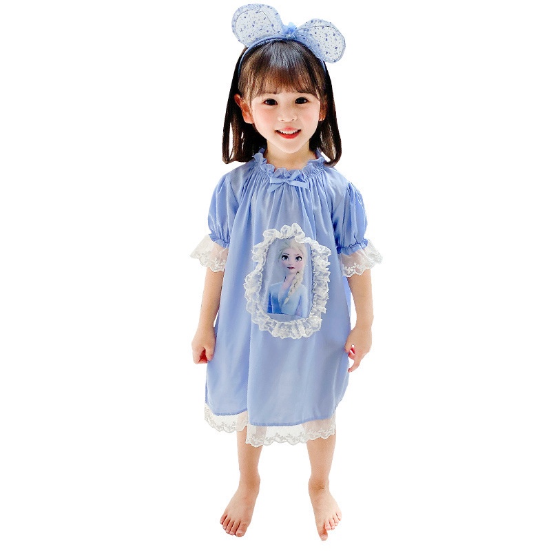 Daster/Piyama dress Princess Anak Perempuan Impor Moitf princess snow white/Frozen Elsa