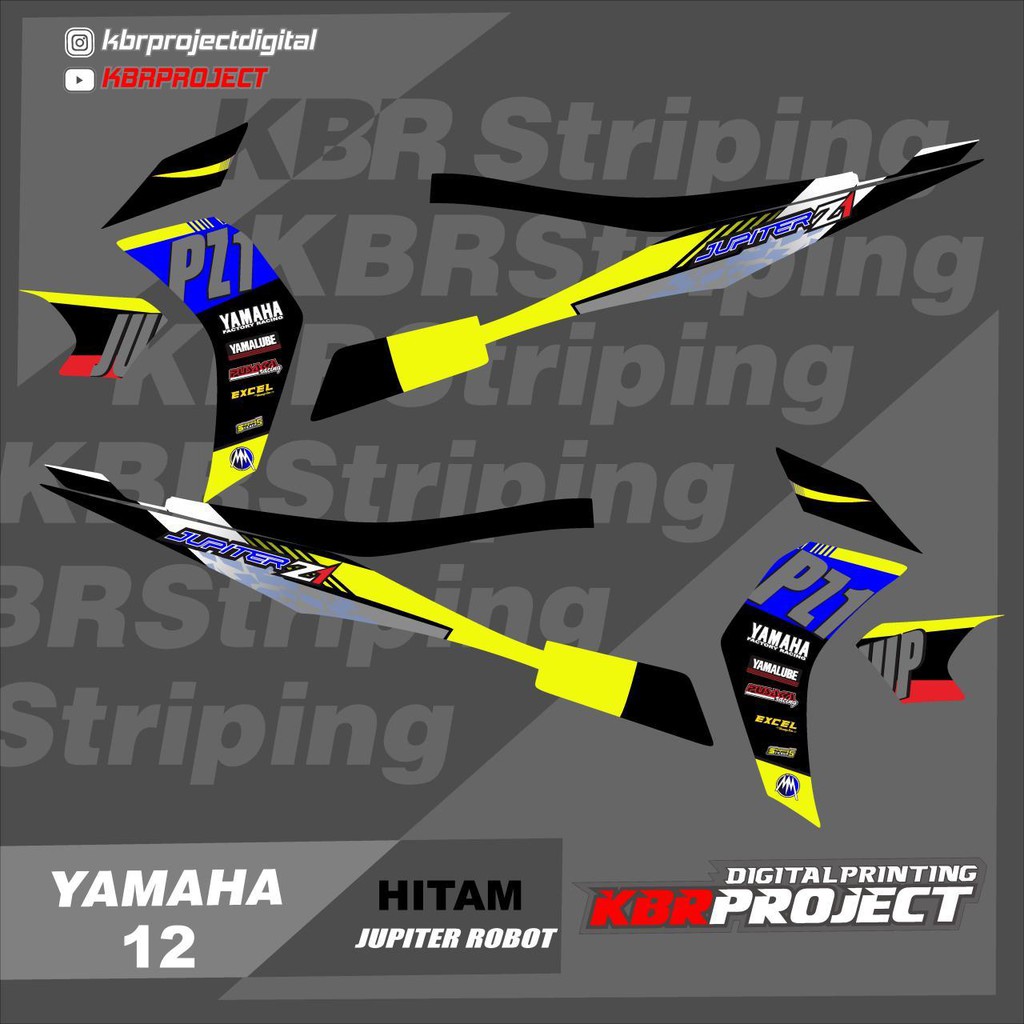 (cod) stiker motor JUPITER Z ROBOT 2010 sticker variasi striping list yamaha Racing Road Race KBR 12