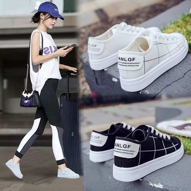 Sepatu Sneakers Wanita Motif Garis GF