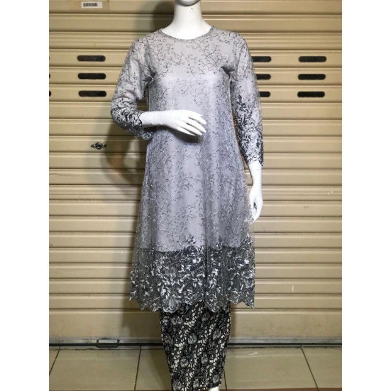 TUNIK TILE JUMBO LD 130.KEBAYA MODERN.KEBAYA TILE.BAJU KEBAYA-SILVER