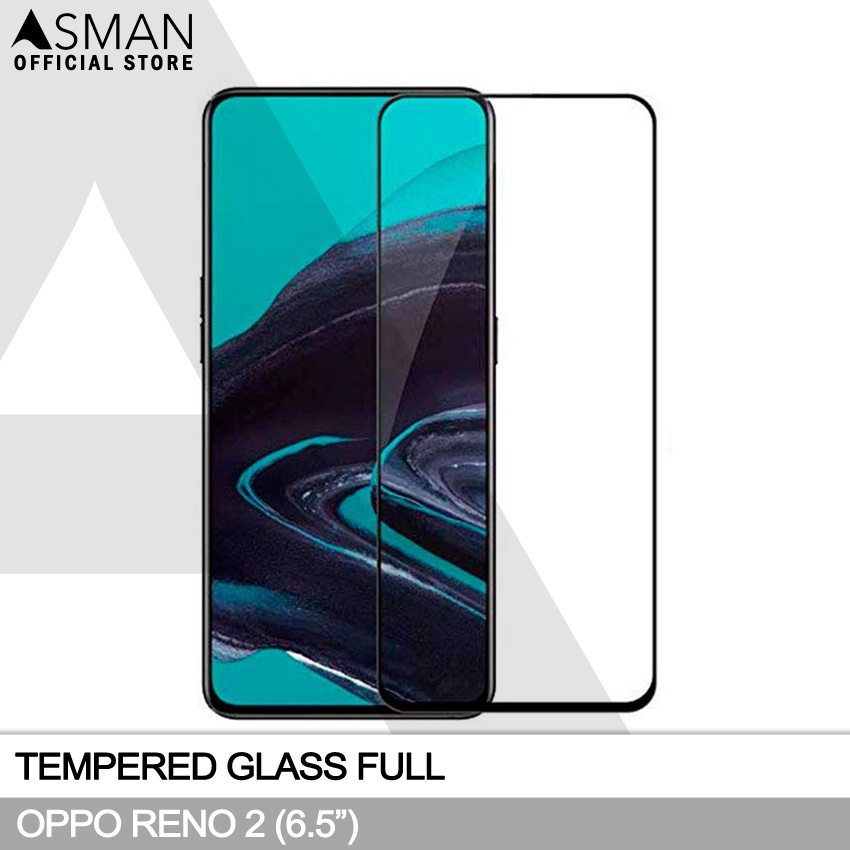 Tempered Glass Full OPPO Reno 2 (6.5&quot;) | Anti Gores Kaca - Hitam