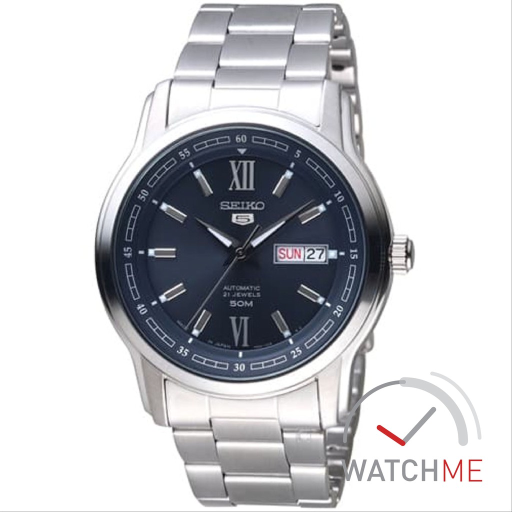 Jam Tangan Seiko 5 SNKP17K1 Automatic Dark Blue Dial 50m Stainless Steel Original Bergaransi