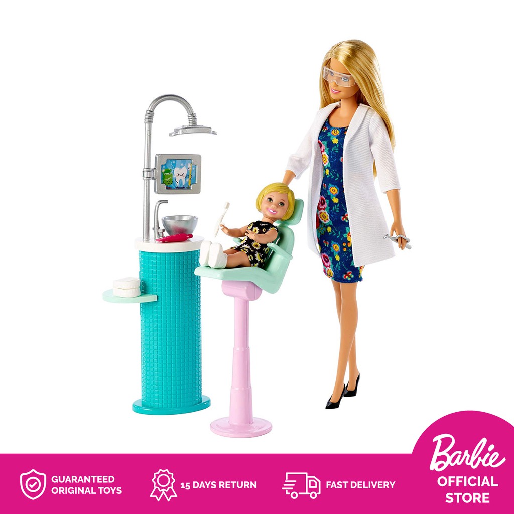  Barbie  Dentist Doll and Playset Blonde Hair  Mainan  