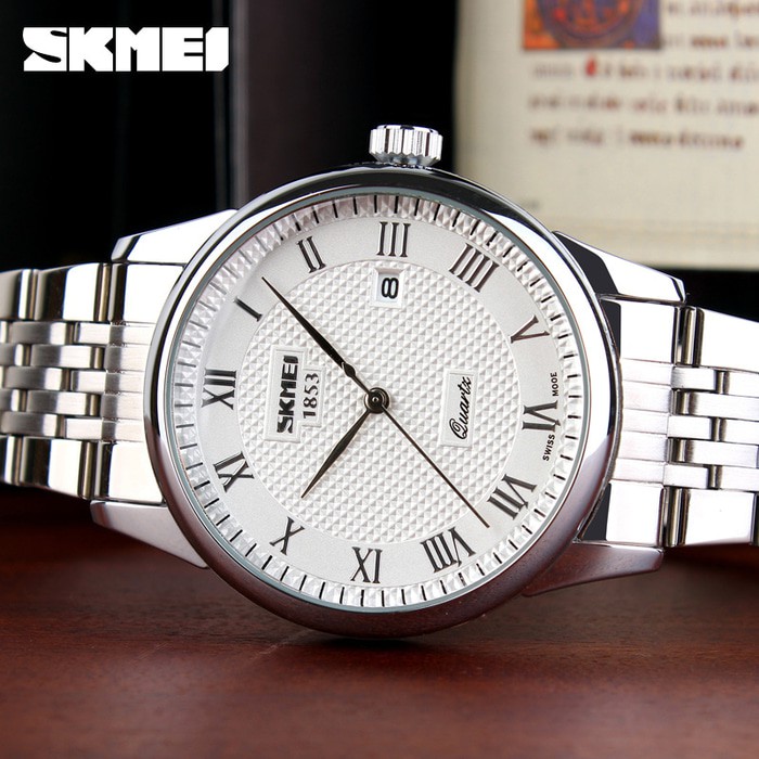 Jam Tangan Pria Simple Clasic SKMEI 9058 Original Anti Air - Putih