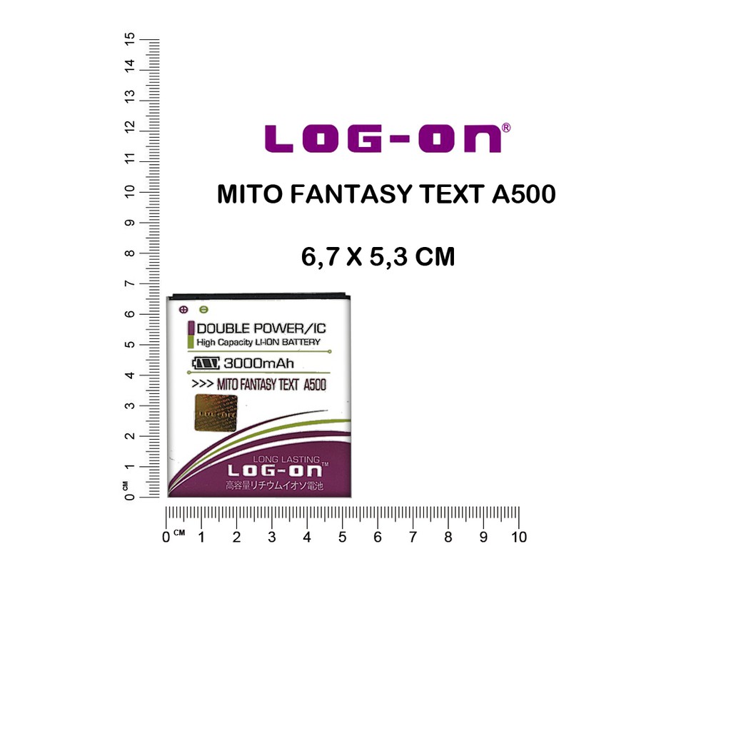 BATERAI MITO A500 - FANTASY TEXT - BA00063 - LOG ON DOUBLE POWER BATRE