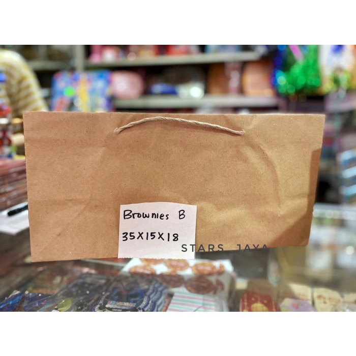 

NEW Paper Bag / Goodie Bag Brownies / Kantong Karton Coklat Polos - Besar
