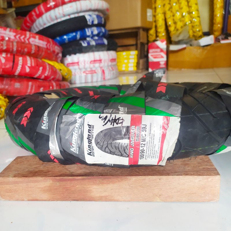 DIJAMIN ORI BAN LUAR TUBLES 100/90-12 KINGLAND BAN LUAR MOTOR BAN LUAR RING 12 BAN LUAR TUBLES KINGL