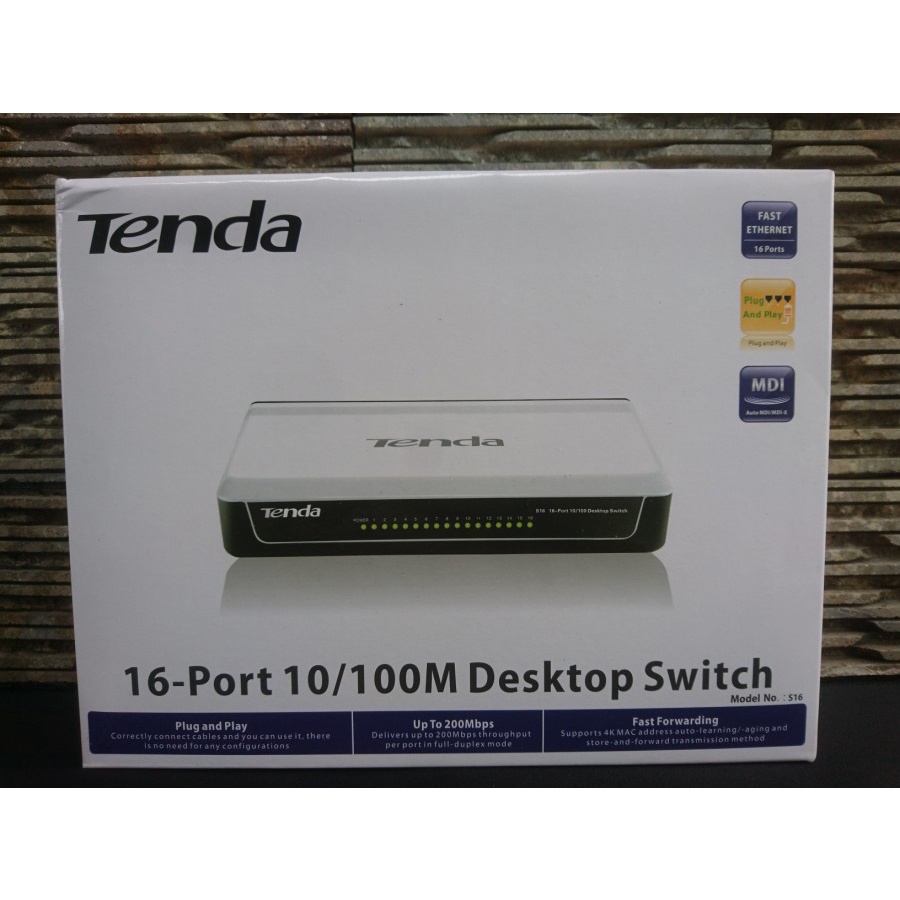 TENDA SWITCH HUB 16 PORT S16 10/100