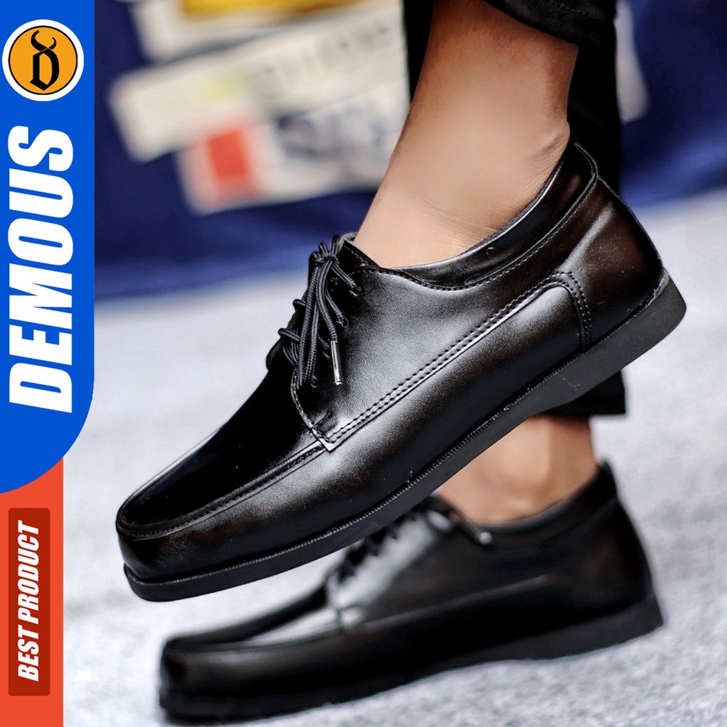 Sepatu Formal Pria Sepatu Casual Pria Kulit Pu Tali Sepatu Pantofel Kerja Kantor Kuliah Kondangan Sepatu Hitam Pria  DEMOUS MONZRE