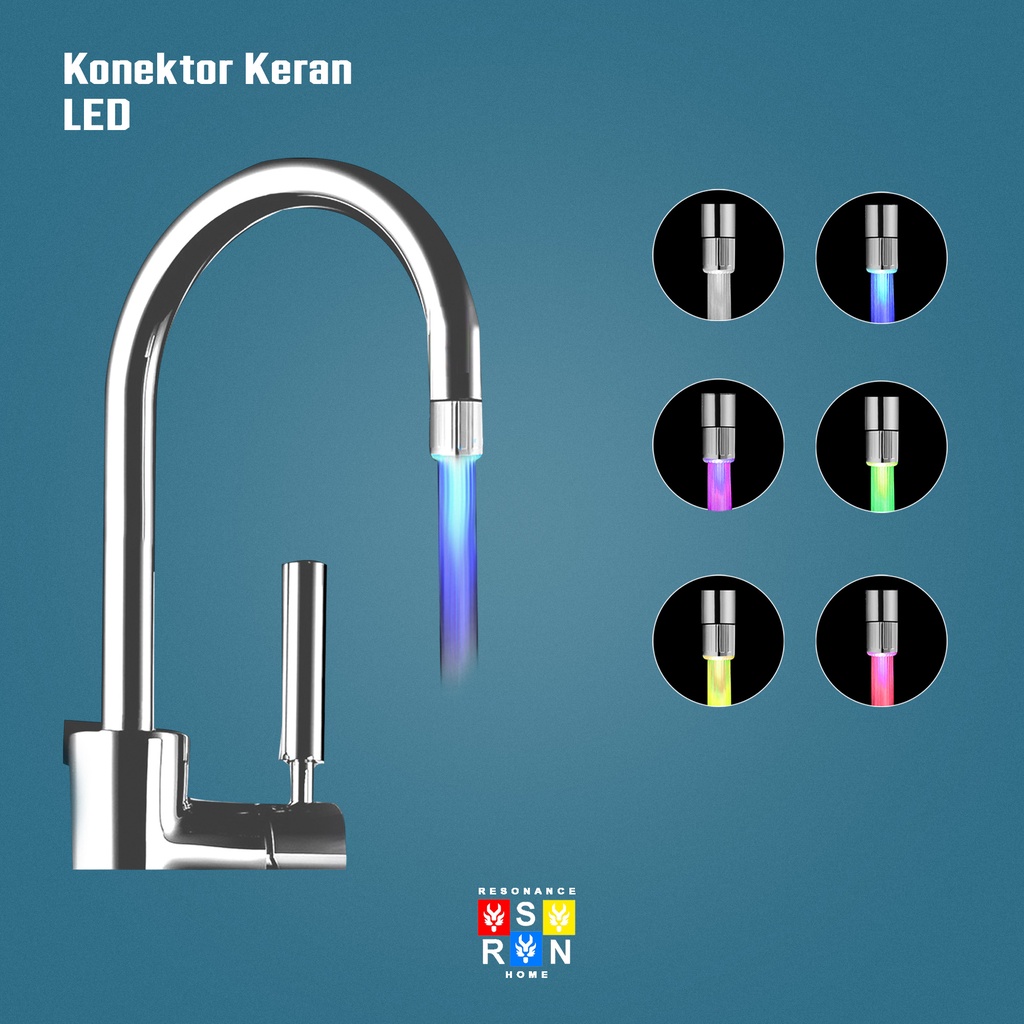 Kepala + Konektor Keran Air LED / LED Faucet Head + Connector Resonance Home