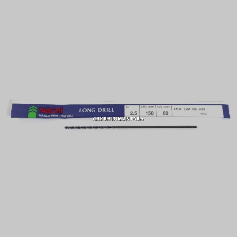 Nachi mata bor 2.5mm long drill HSS 2.5mm x 150mm diameter 2 5 mm