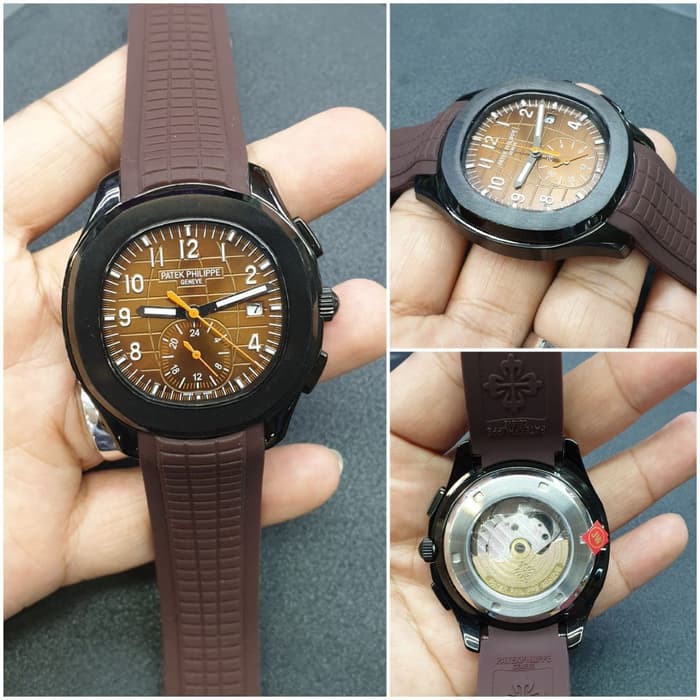 PATEK PHILIPPE AUTOMATIC SUPER PREMIUM BODY BLACK BROWN RUBBER STRAP