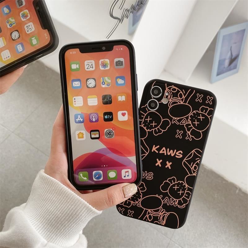 Soft case Silikon Karet Anti Jatuh Motif print Beruang Emas Hitam Untuk iPhone 12promax 7 8Plus SE X XS XR 12 11 11promax