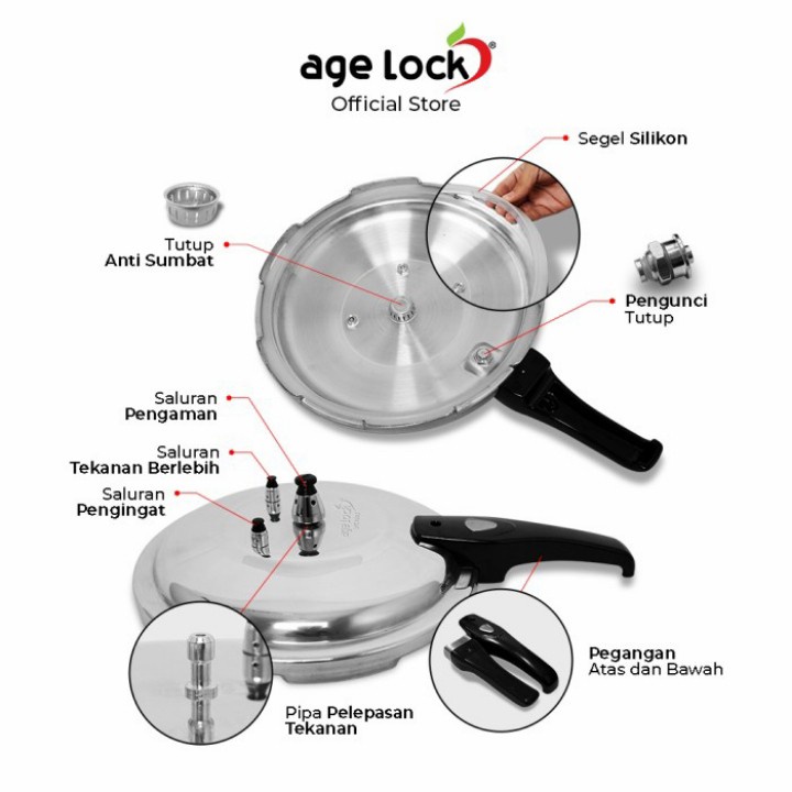 AGE LOCK Pressure Cooker LPC 0801 - Panci Presto 8 Liter