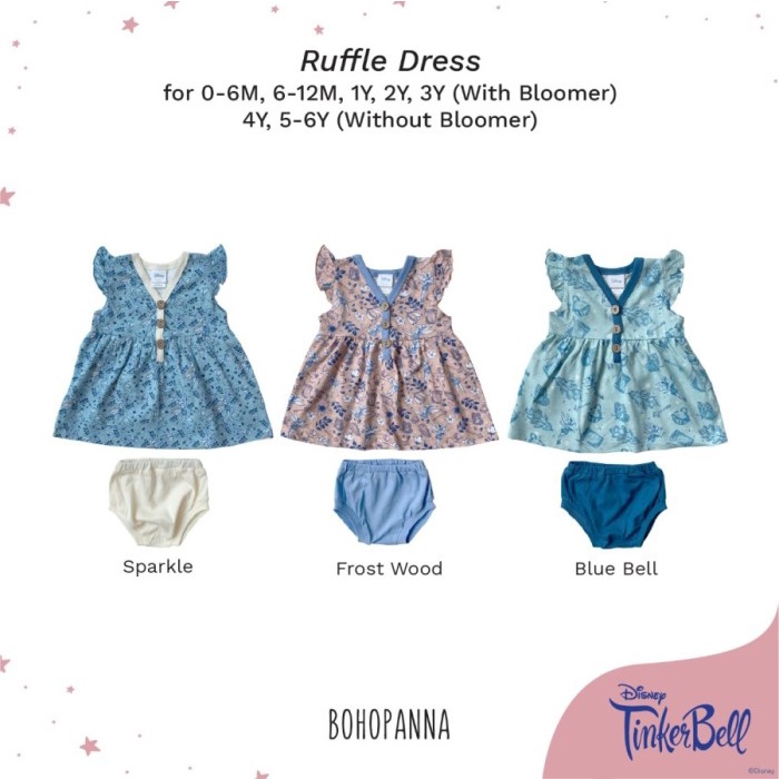 BOHOPANNA Ruffle Dress Disney Tinkerbell Pink