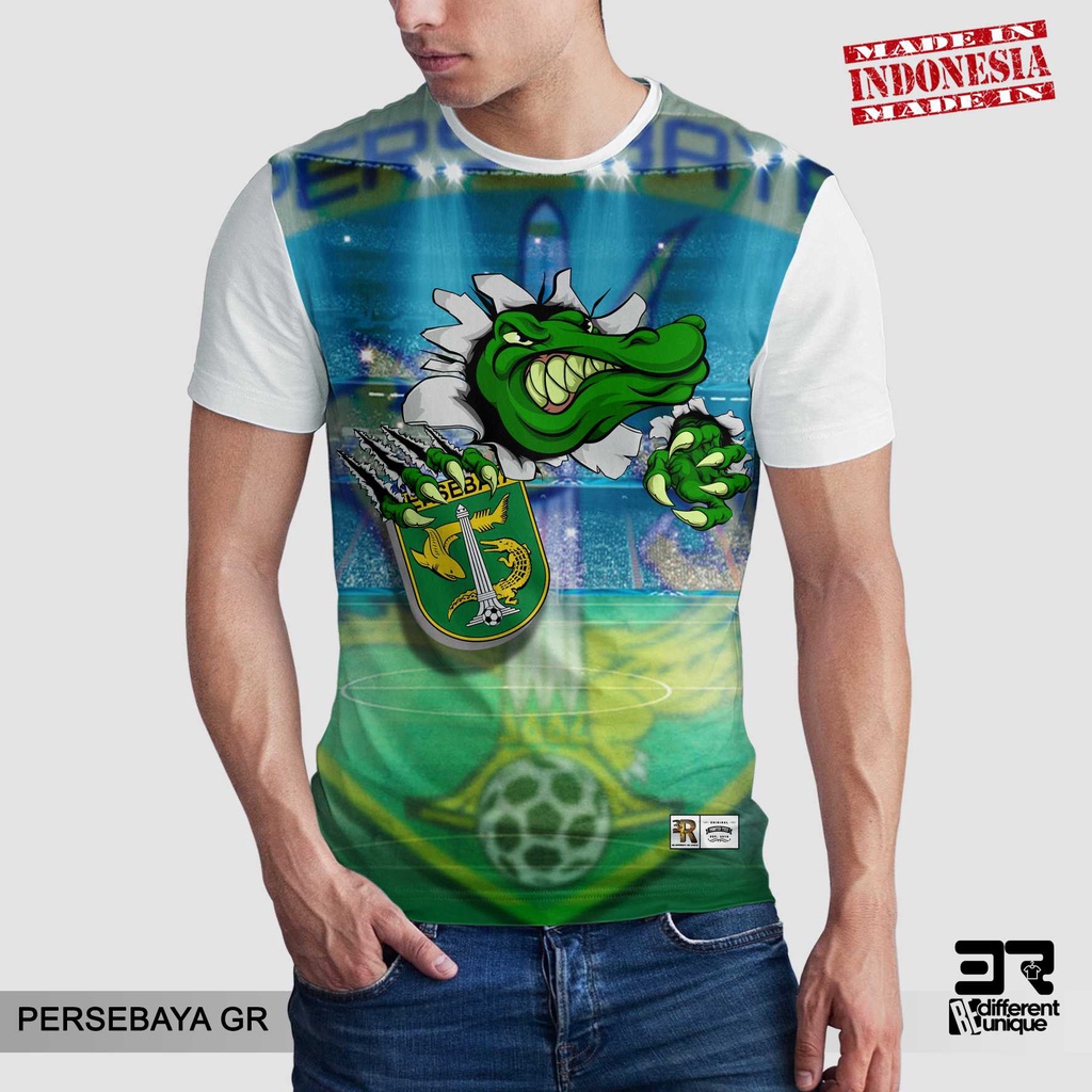[ COD ] KAOS PRINTING GAMBAR TEAM SEPAKBOLA PERSEBAYA GR  - BAJU SEPAK BOLA DISTRO ORIGINAL MOTIF UN