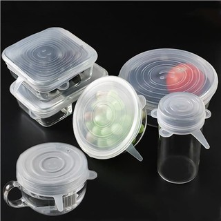 Set Silikon Elastis Penutup Makanan Silikon 6 In 1 Elastis Food Cover Silicone Mangkok Gelas Reusable Murah - Silikon Elastis Penutup Mangkok Wadah Makanan - Food Cover Lentur SilikonA Set 6