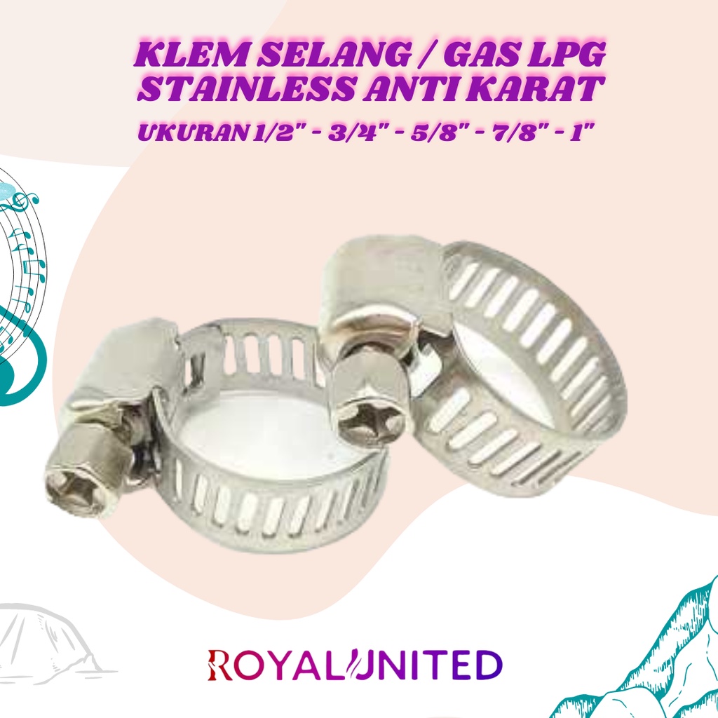 Stainless Klem Selang / Hose Clamp 5/8&quot;,  1/2&quot; , 3/4&quot; ,  7/8&quot; ROYAL