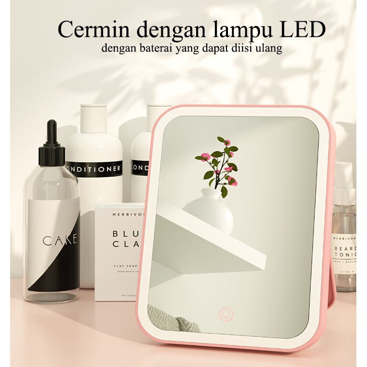 Cermin LED Kaca Rias Make Up Lipat Mirror Portable