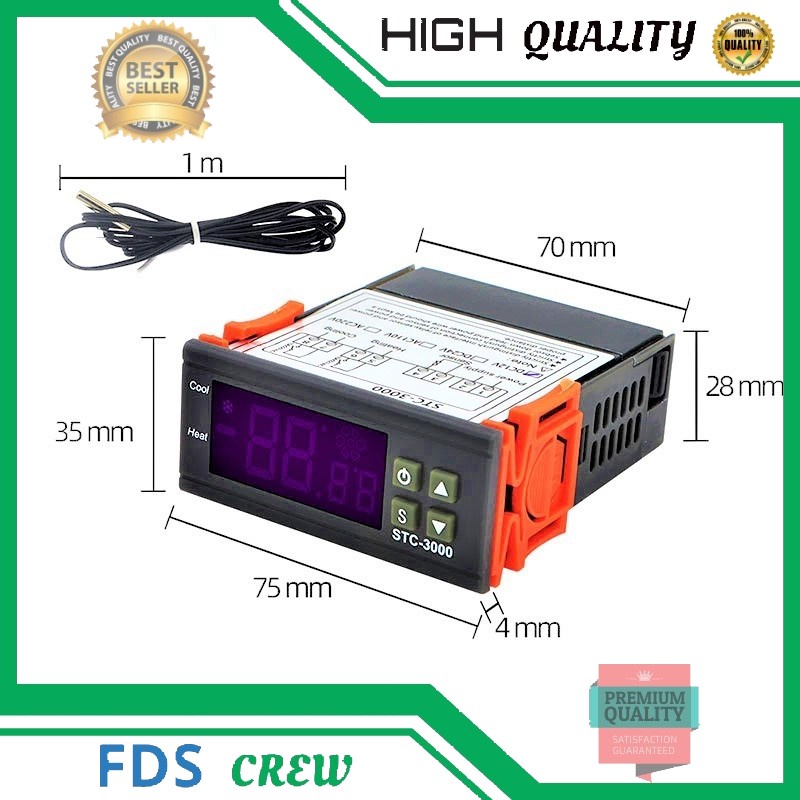 STC-1000 STC 3028 Dual LED Digital Thermostat Temperature Controller AC 110V 220V Heating Cooling Regulator