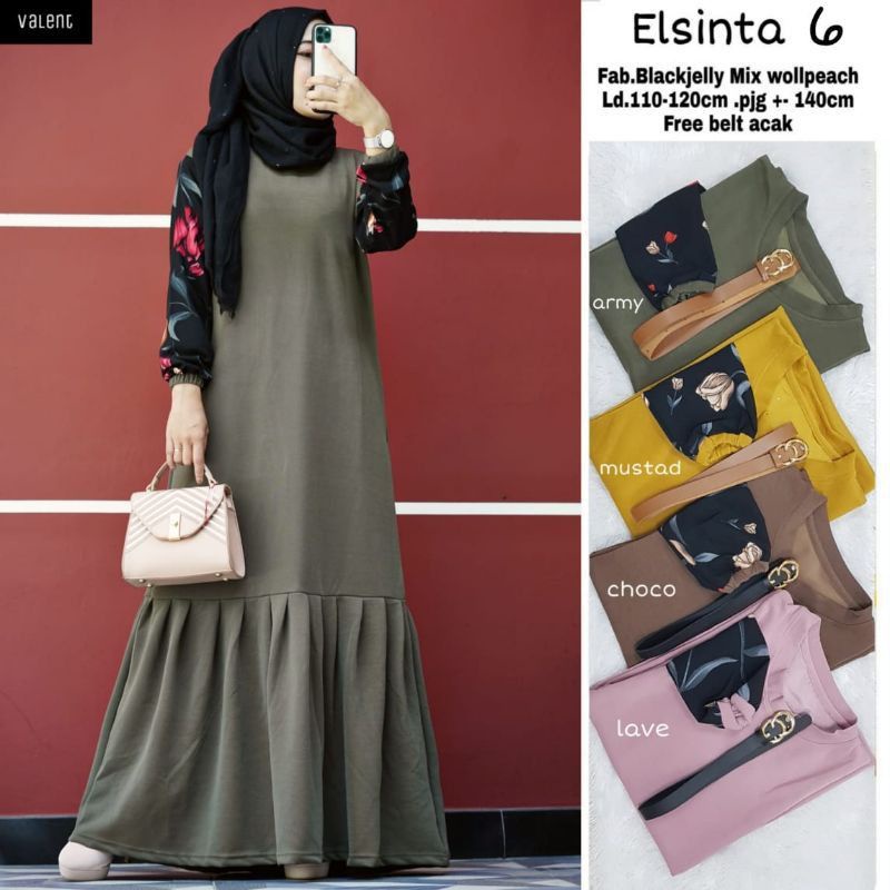 Dress Wanita Remaja Muslim Elsinta dress pakaian wanita fashion muslim remaja Model Kekinian Terbaru
