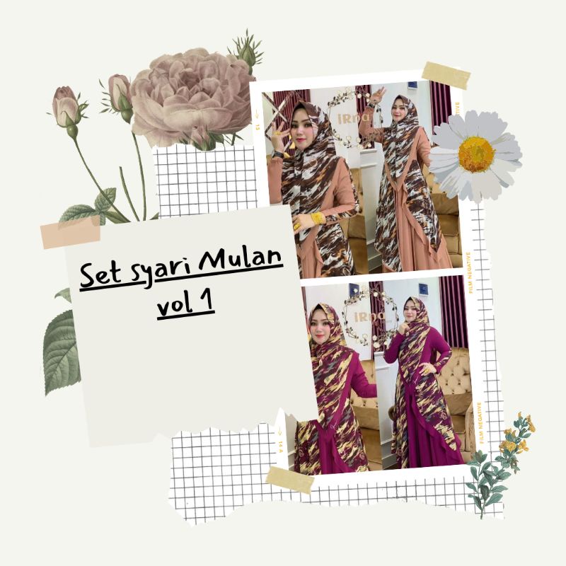 Gamis wanita terbaru/ Gamis motif leopard/ Set syari mulan vol 1 by Irna gallery (READY)