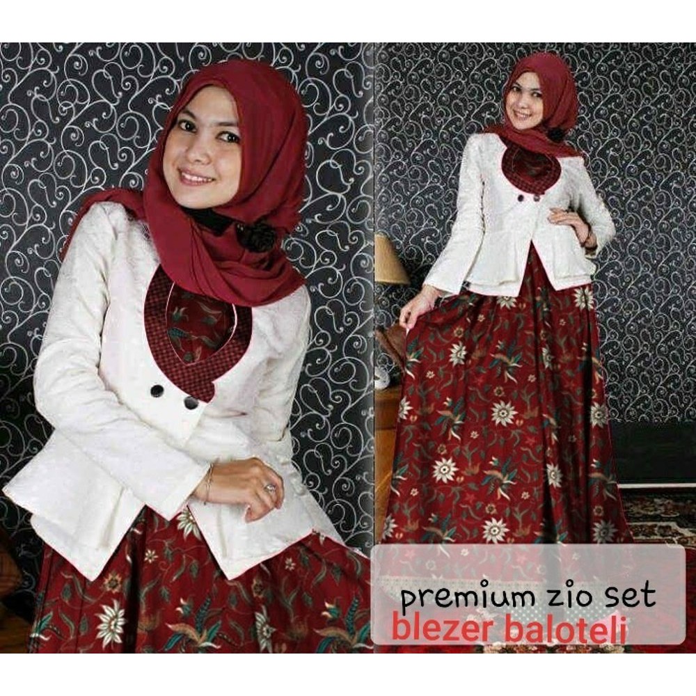 GMB MX ZIO 2in1 baju muslim wanita trendi murah modis elegan BLAZER BALOTELI L biru marun