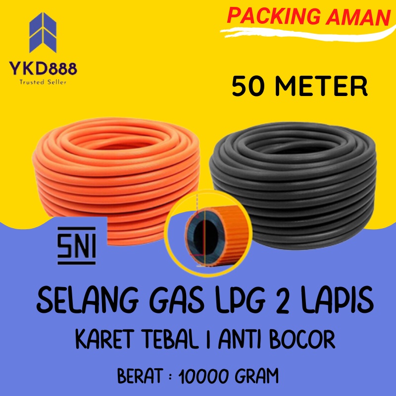 SELANG GAS 2 LAPIS ORANGE | SELANG GAS 50  METER SNI | SELANG GAS 2 LAPISAN | SELANG WATER HEATER | 