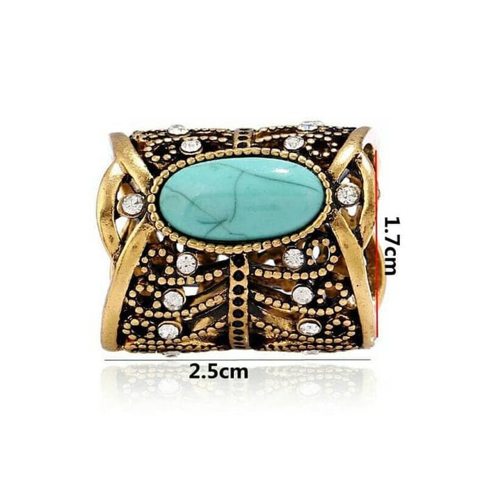 Cincin / ring hiasan jilbab gold mata biru