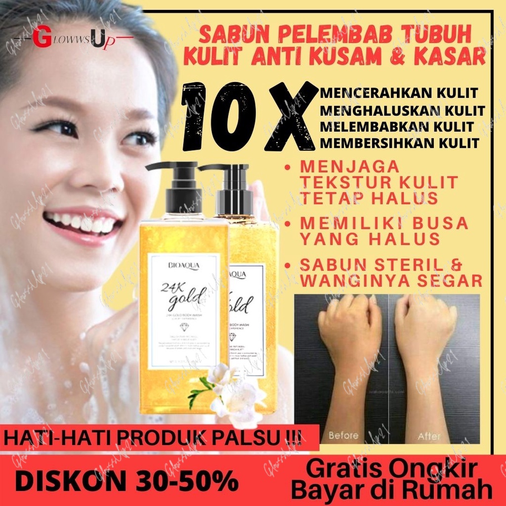 Sabun Mandi Cair - Pelembab Kulit Kering BIOAQUA 24K Gold Body Wash 400ml Shower Gel Perawatan Tubuh