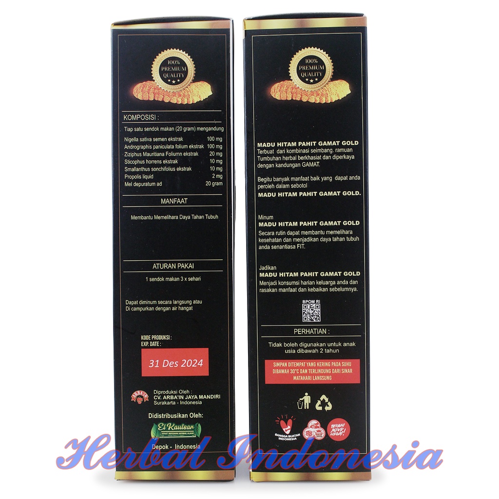 Madu Hitam Pahit Gamat Gold Propolis 470 - Madu Hitam Pahit El Kautsar