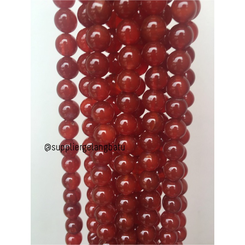 manau merah red garnet natural glossy stone bracelet necklackle 10mm bahan gelang kalung renceng