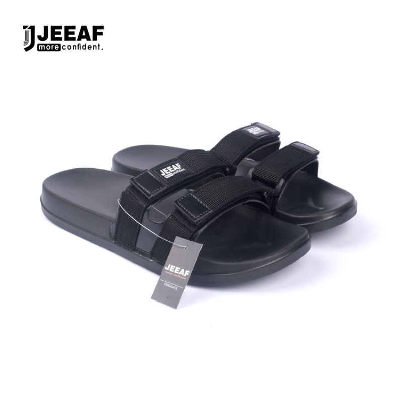 SANDAL SLOP HITAM PRIA JEEAF ORIGINAL SENDAL SLIP ON SANDAL PRIA JF - KR