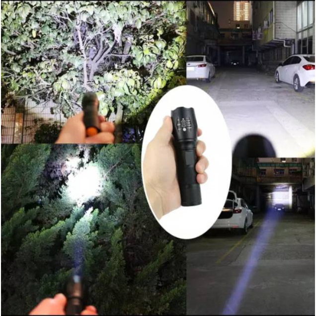 Senter taktikal mini senter polisi satpam security senter jarak jauh senter XML T6 flashlight torch