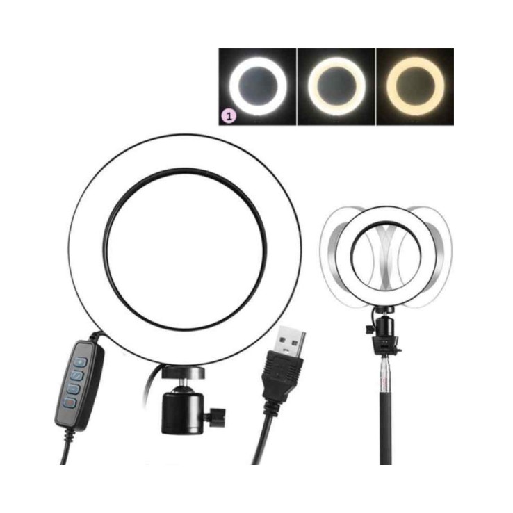 Lampu Halo Ring Light LED 3Mode 8watt Diameter 16 cm Plus Tripod 1.8 M