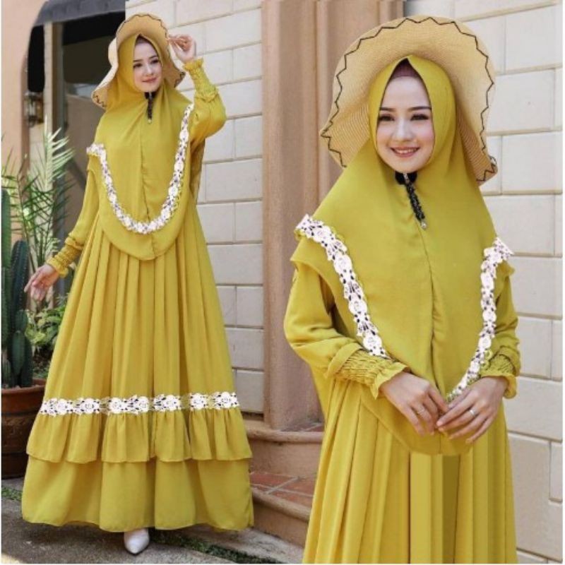 gamis syari terbaru | embun syari gamis set hijab | pakaian muslim wanita terlaris| gamis syari termurah-1