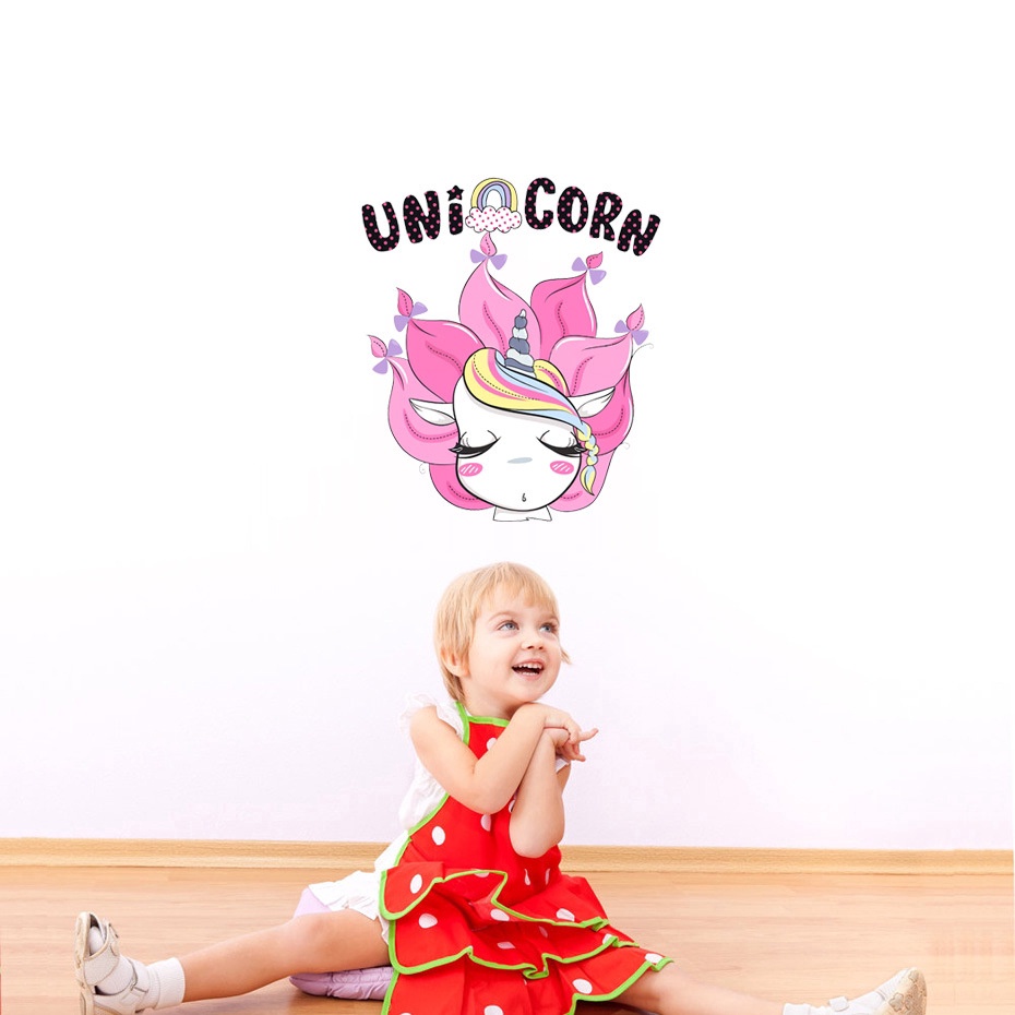 INS Style Unicorn Removable PVC Wall Art Sticker for Home Decoration Improvement