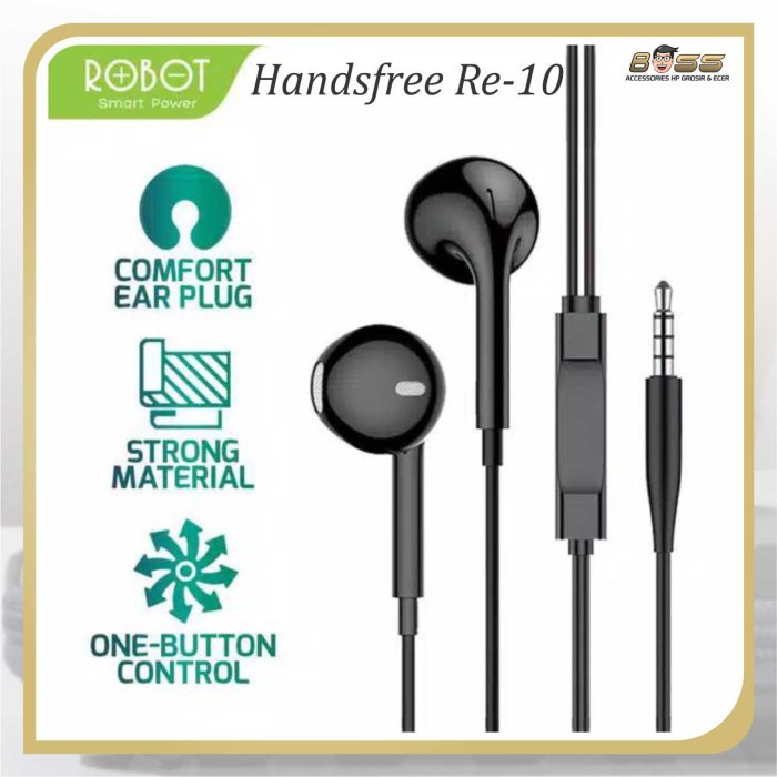 Headset Headphone Robot RE10 Wired Bass Android iPhone Ori