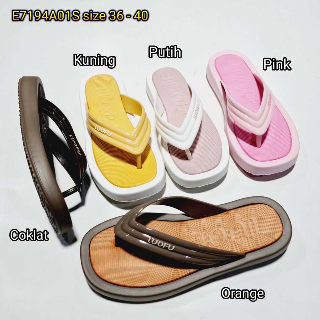 LUOFU ORIGINAL jelly sandal karet empuk murah jepit wanita import sendal cewek E7194A01S