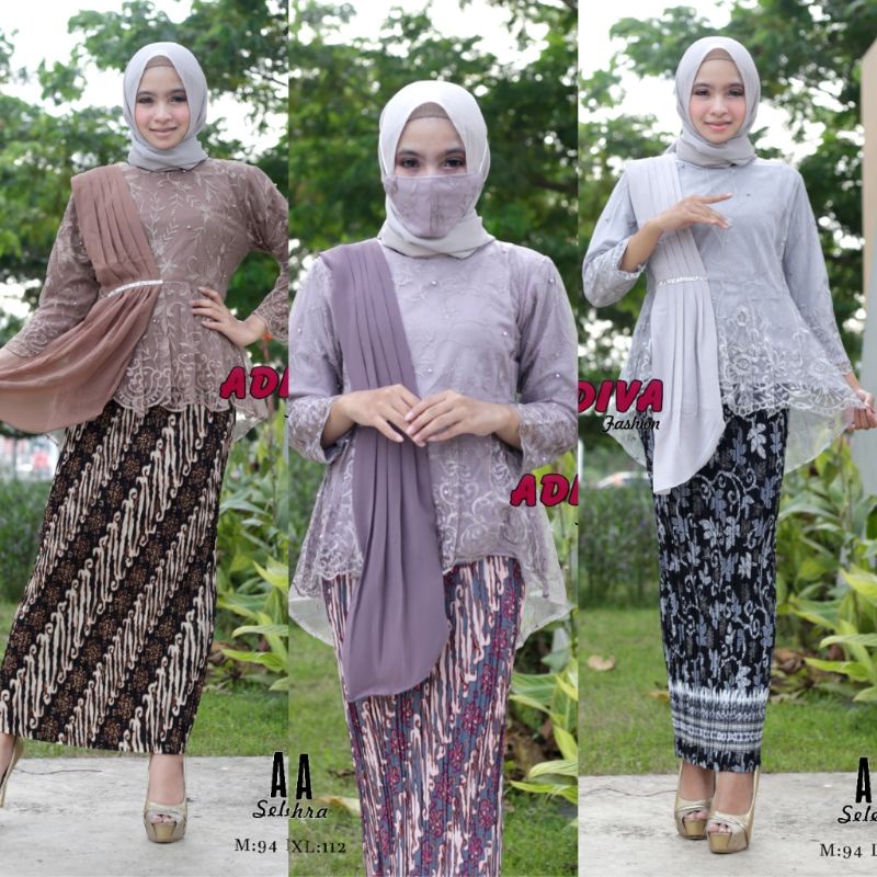 Promo Setelan Kebaya Aurora Tulle Selendang/Kebaya Brokat/Tunik Tulle/Kebaya Modern/Kebaya