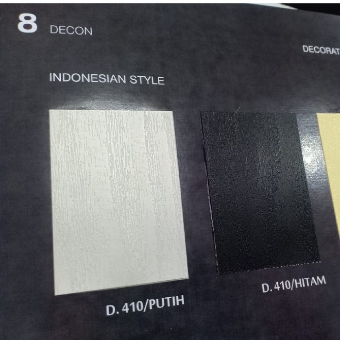 DECON SHEET PUTIH HITAM URAT KAYU SHEET TEXTURED PVC SHEET SERAT KAYU CS SHEET 410 PUTIH 410 HITAM